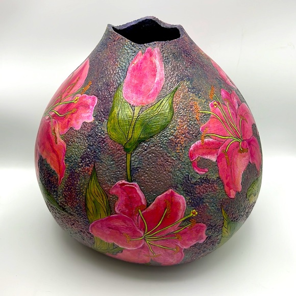 Hand Crafted Other - “StarGazer Lily Vase” Original Gourd Art Vessel / Vase Kristina Simkins ©2014